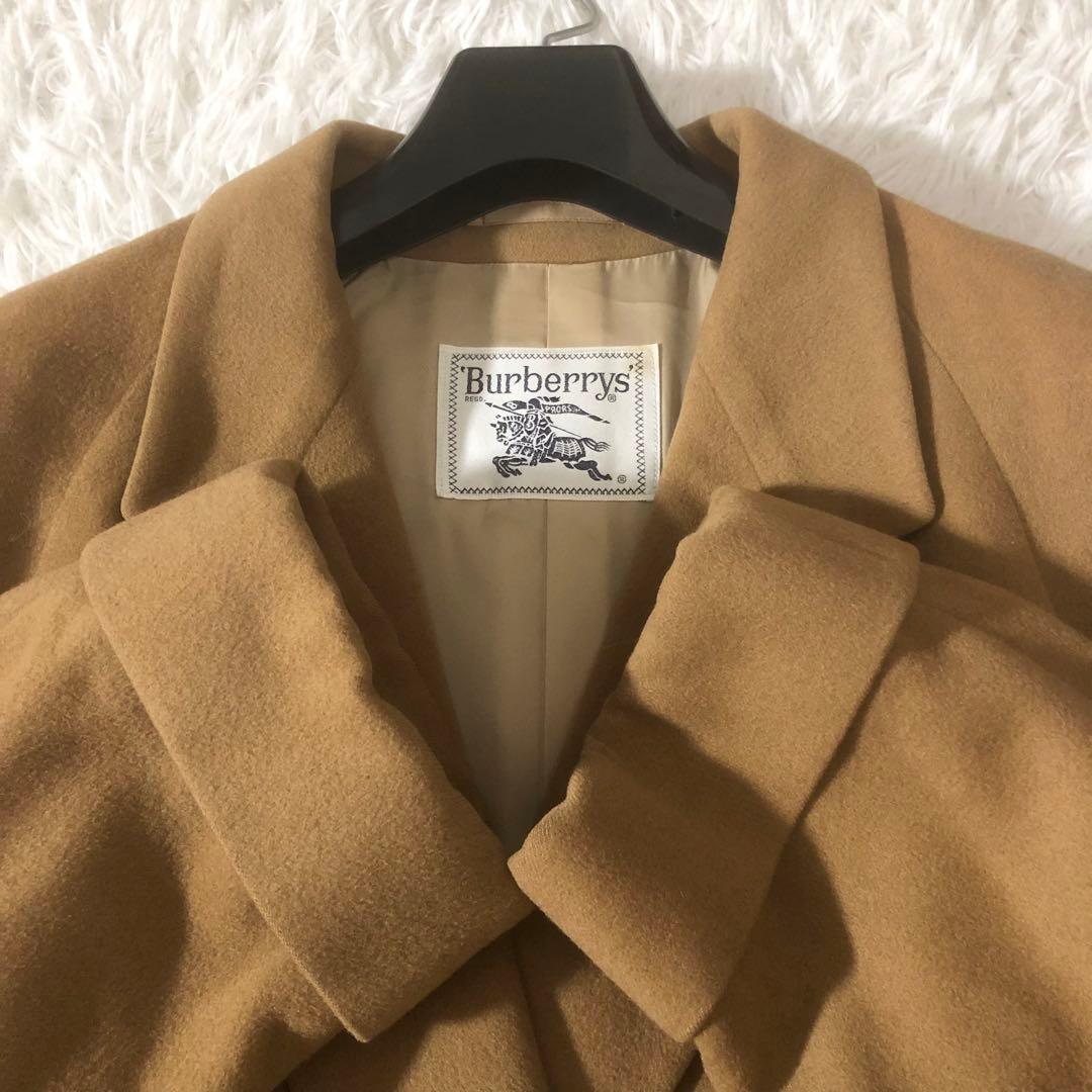 美品 バーバリー ダブルチェスターコート カシミヤ混 ロング 裏地総柄 9AB2