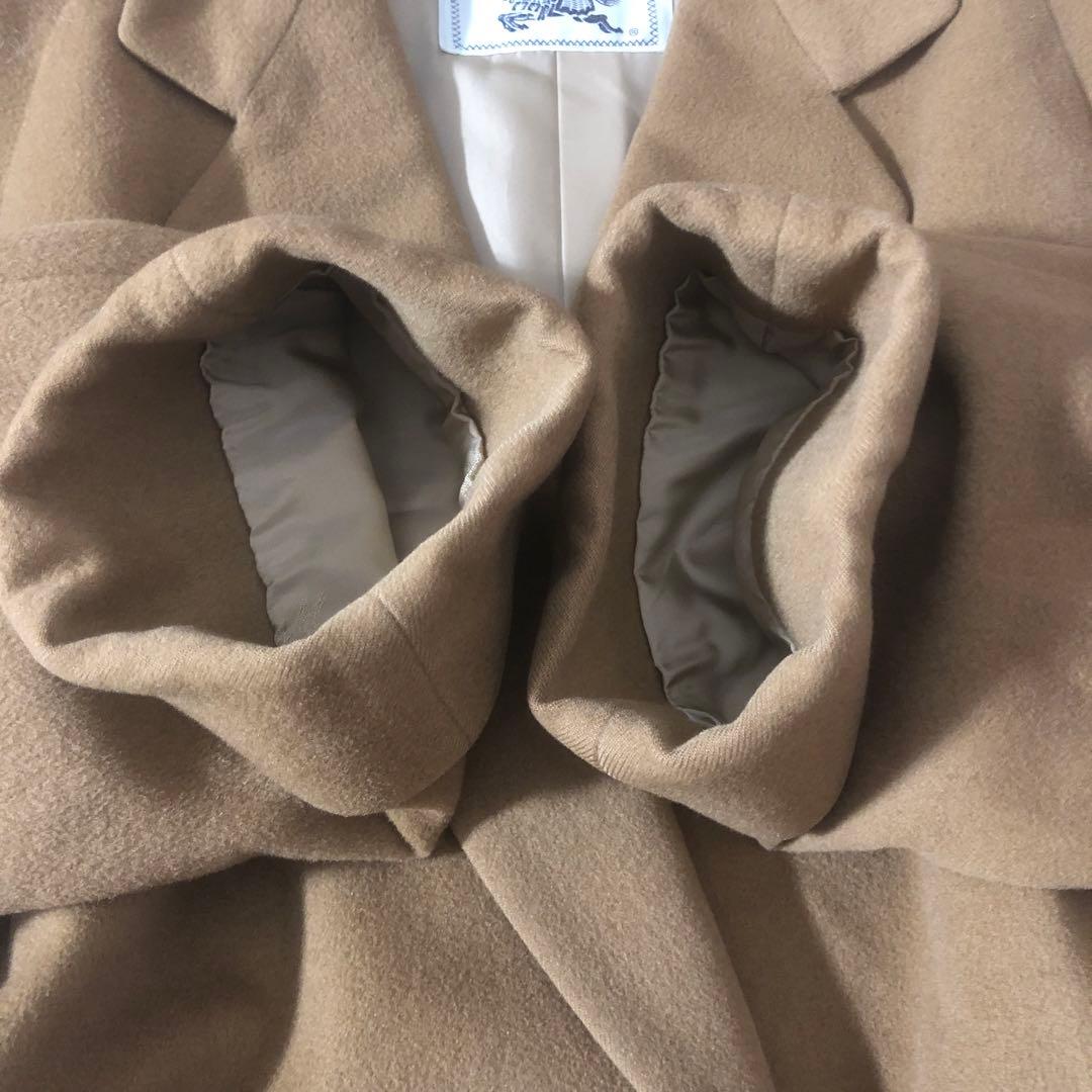 美品 バーバリー ダブルチェスターコート カシミヤ混 ロング 裏地総柄 9AB2