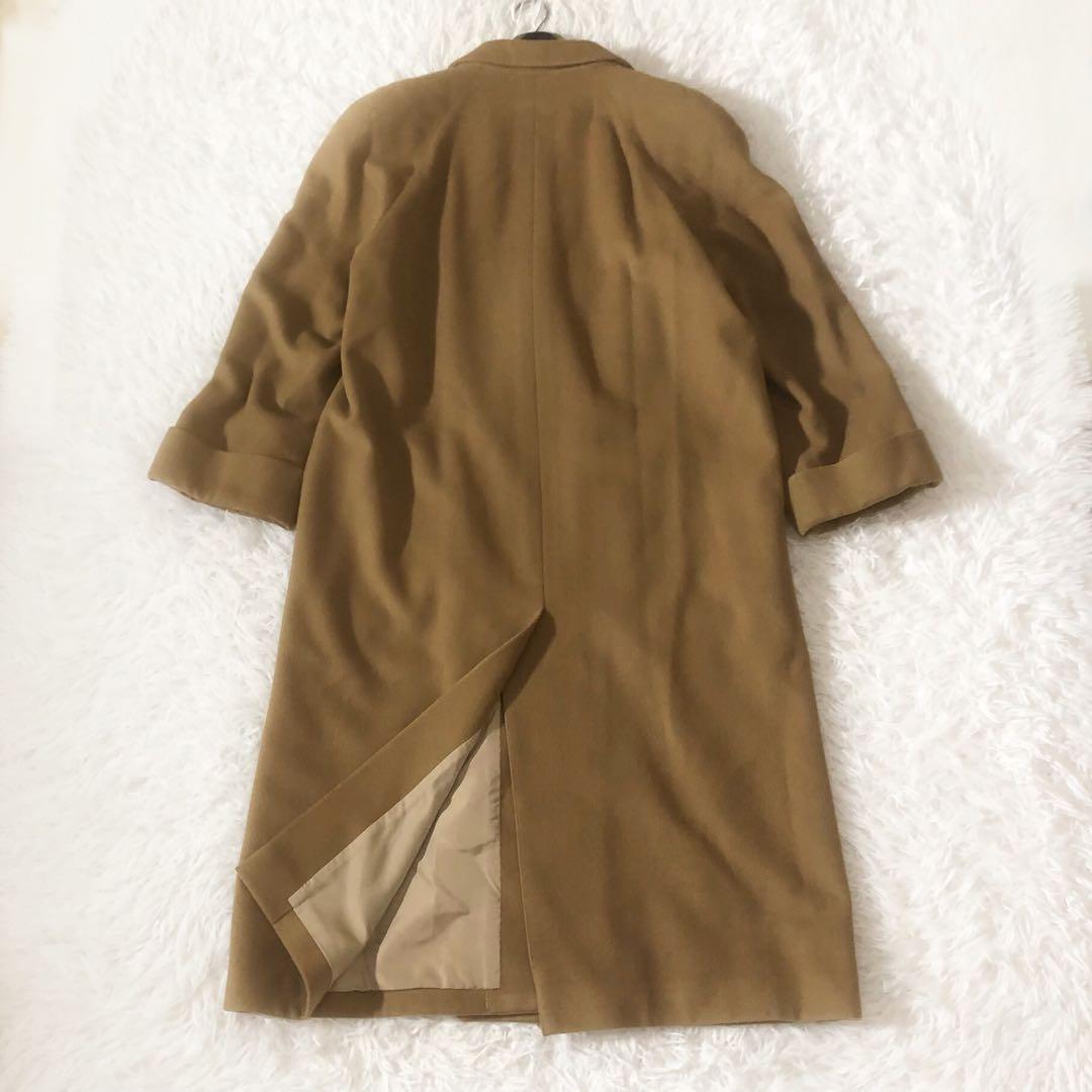 美品 バーバリー ダブルチェスターコート カシミヤ混 ロング 裏地総柄 9AB2