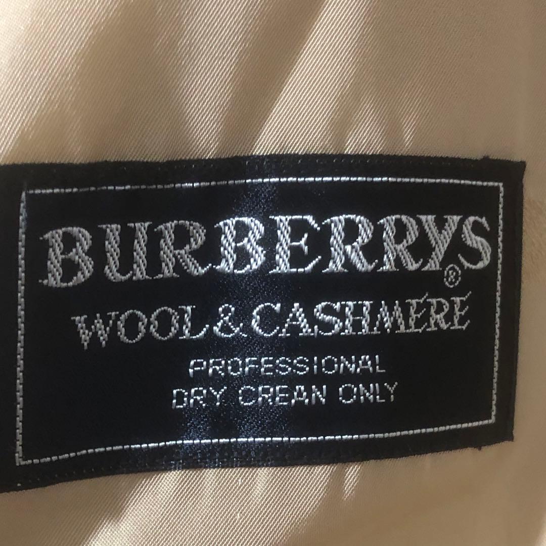 美品 バーバリー ダブルチェスターコート カシミヤ混 ロング 裏地総柄 9AB2