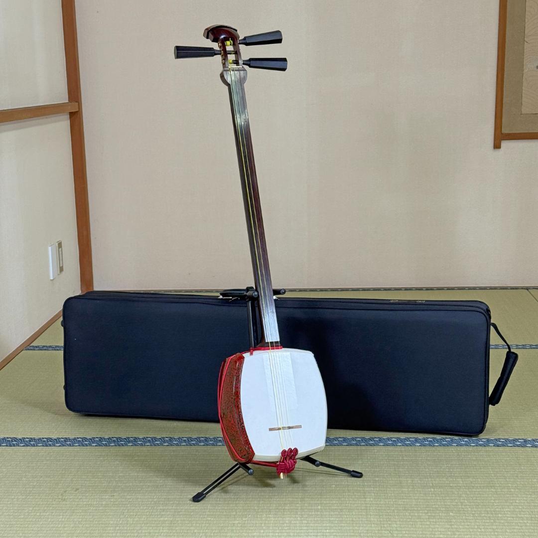 フルメンテ済 津軽三味線 中古 紅木 トチあり ケース付 津33