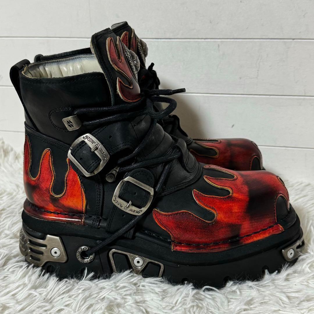 未使用品✨NEW ROCK ニューロック ファイアーパターン　エンジニアブーツ