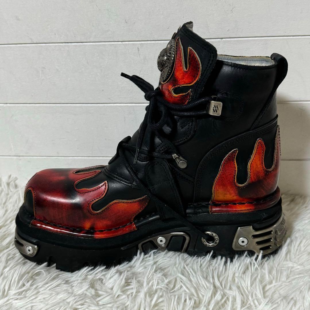 未使用品✨NEW ROCK ニューロック ファイアーパターン　エンジニアブーツ