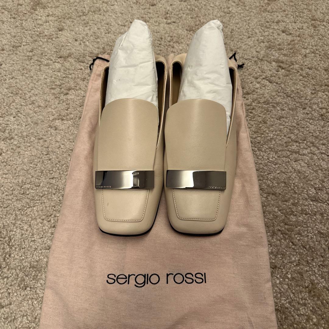 sergio rossi ベージュ フラットシューズ