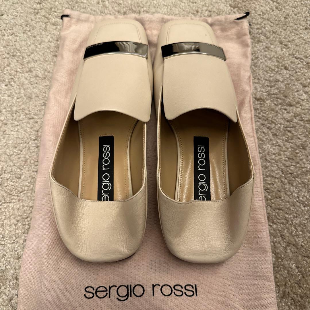 sergio rossi ベージュ フラットシューズ