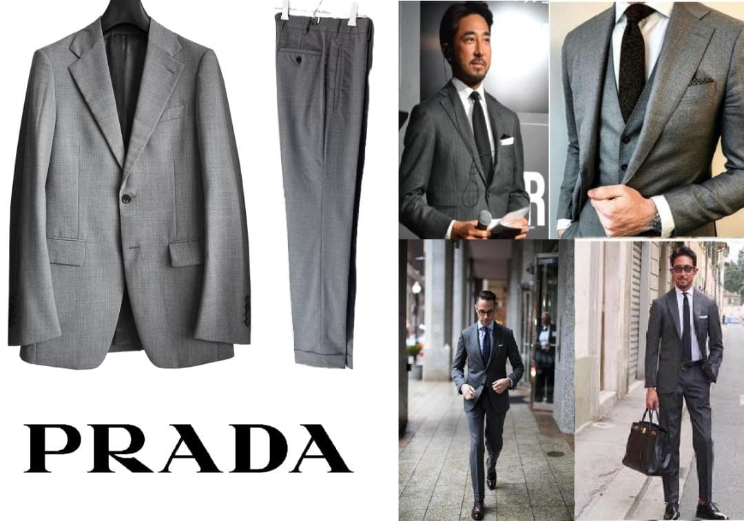 定価70万!最高級モデル プラダ PRADA ウールギャバジンセットアップスーツ