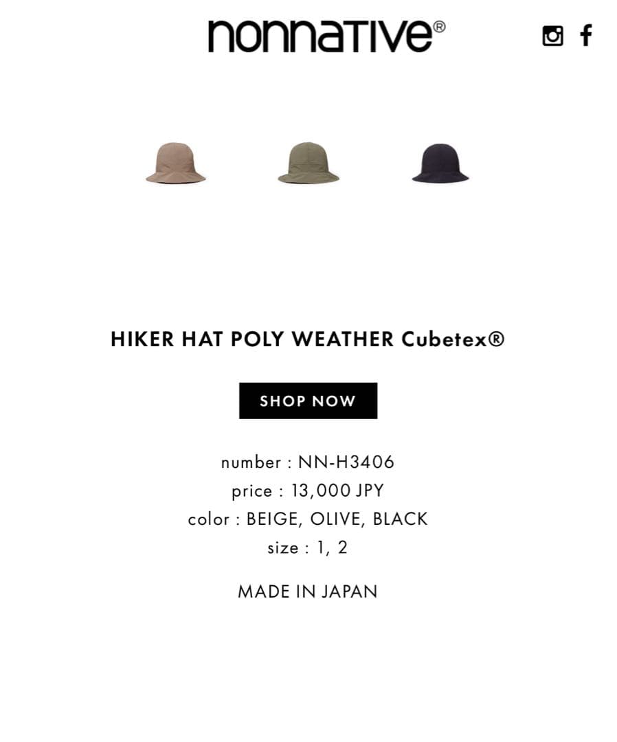 nonnative HIKER HAT WEATHER Cubetex® 緑