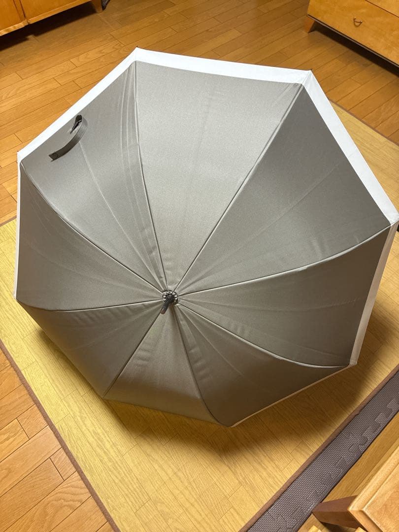 サンバリア100美品 長傘Lサイズ コンビモスグレー(竹手元)完全遮光日傘