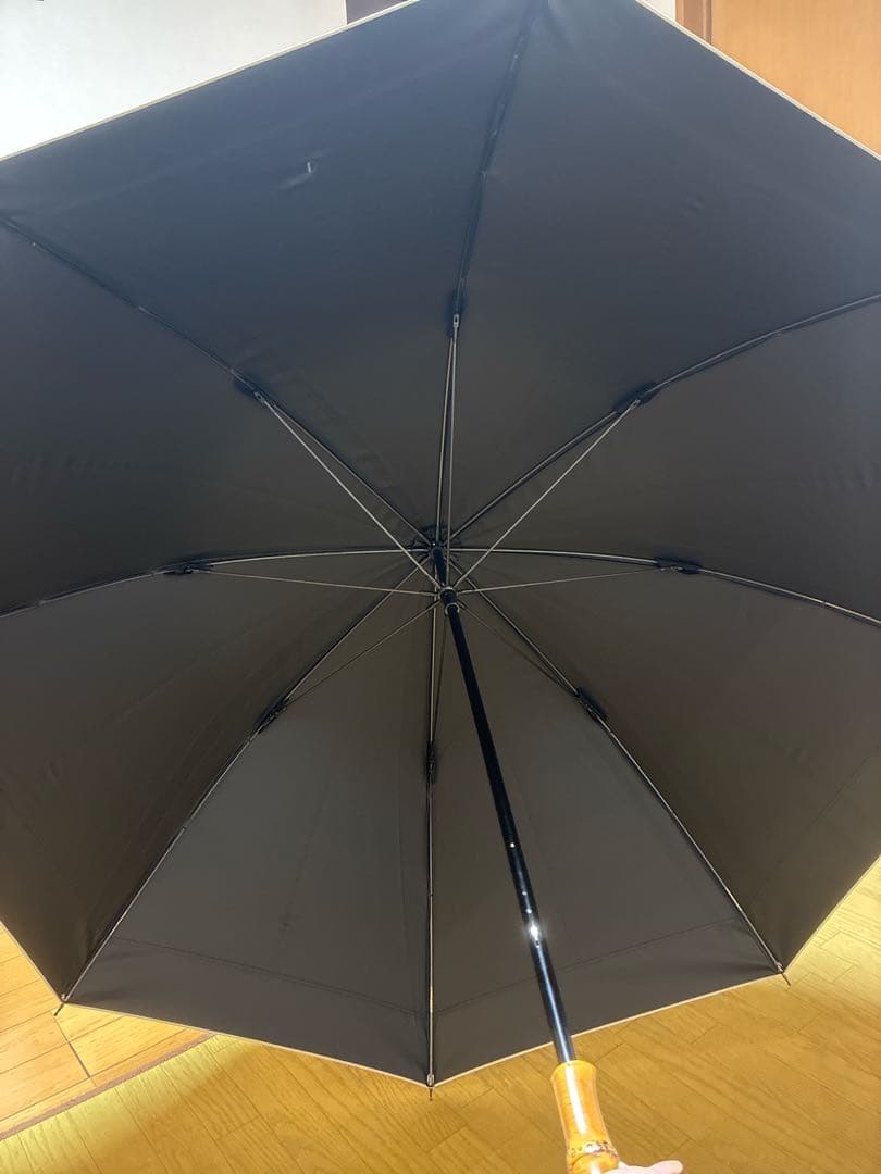 サンバリア100美品 長傘Lサイズ コンビモスグレー(竹手元)完全遮光日傘