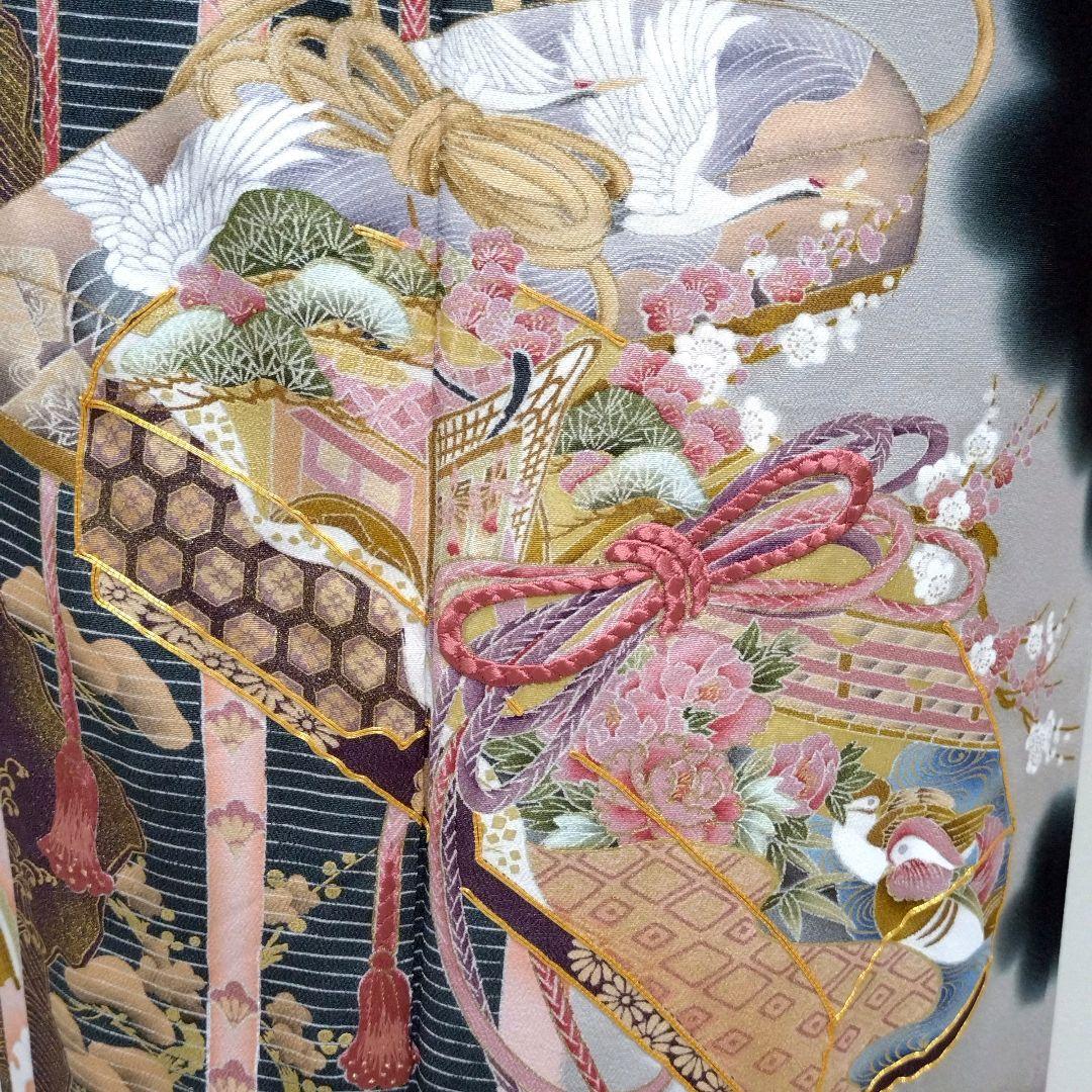 714　半額セール　正絹　友禅　作家もの　黒留袖　５点フルセット