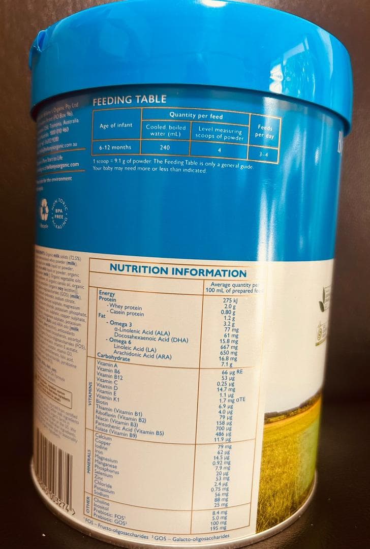 ベラミーズ オーガニック 牛乳（6ヶ月～）3缶; ステップ2