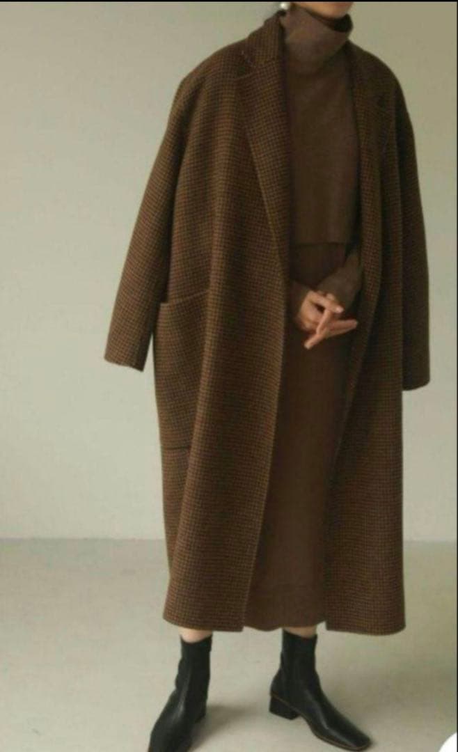 （しょこら）TODAYFUL チェック柄 ロングコート ブラウン系