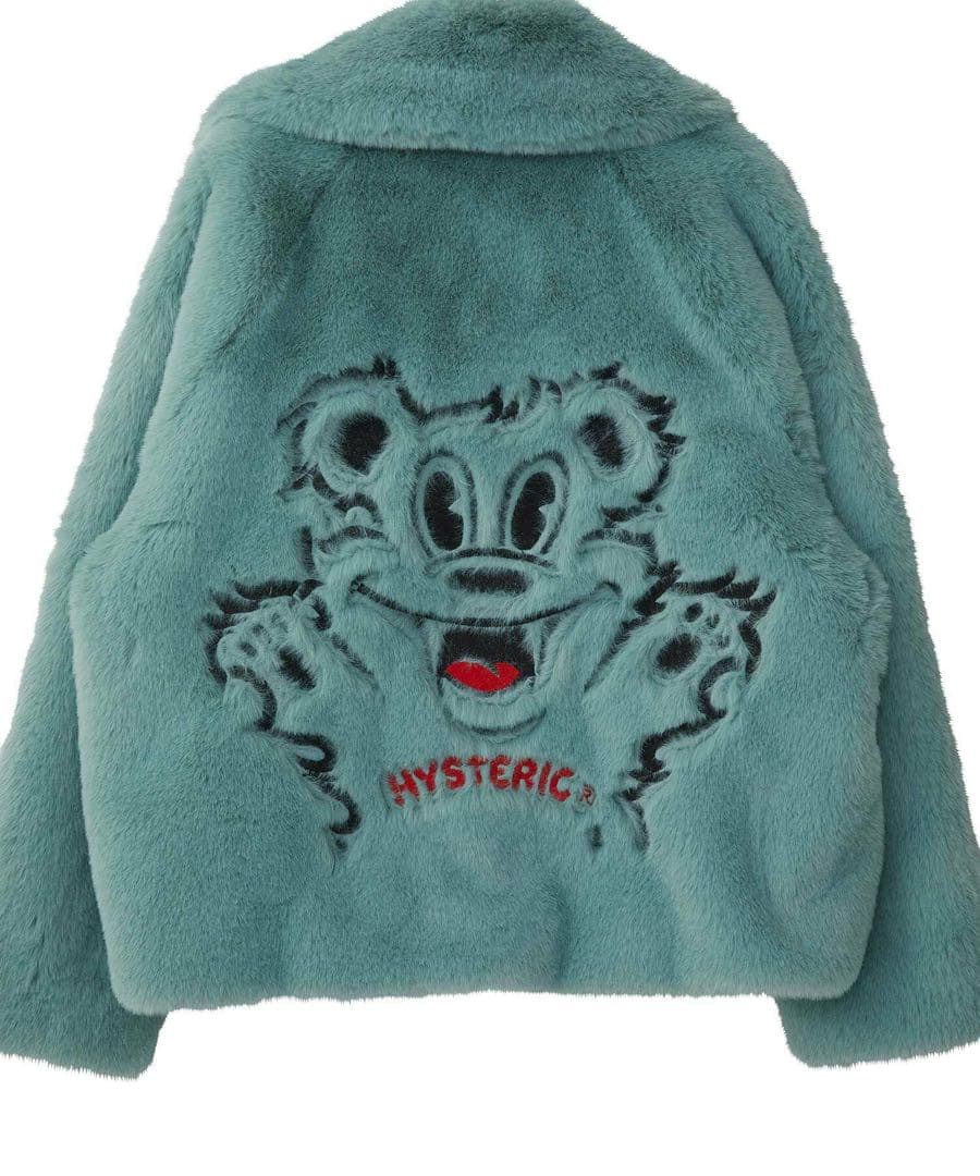 HYSTERIC GLAMOUR FIRE BEAR刺繍 フェイクファーブルゾン
