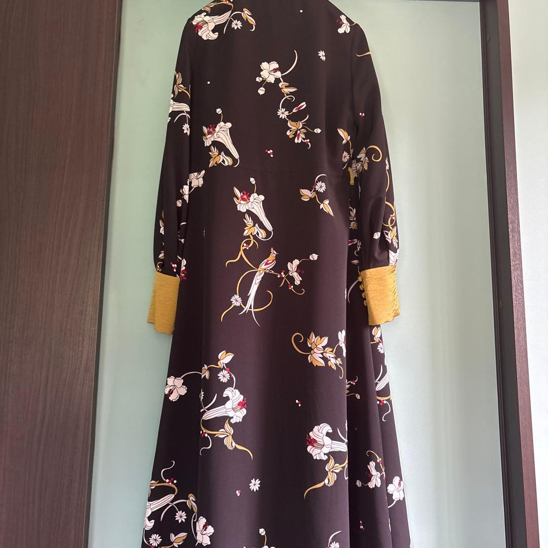 ROSEBUD /美品/花柄/ロングワンピース/ブラックカラー/チャイナボタン