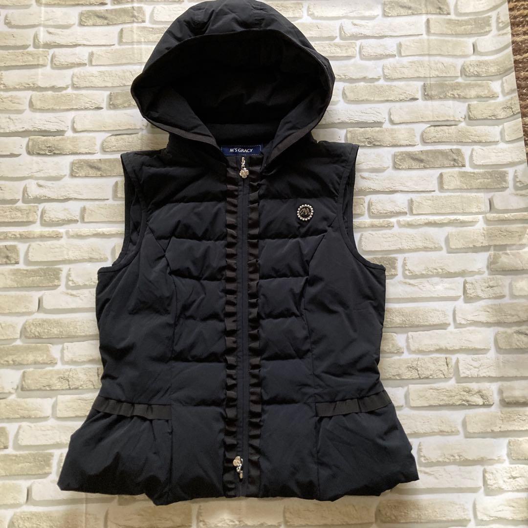 M’SGRACY フリルダウンベスト　黒　38