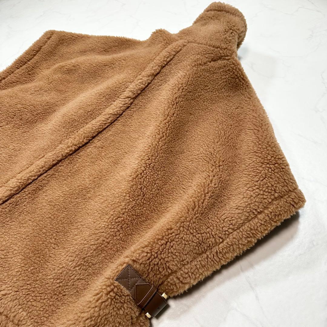 未使用級 MaxMara テディベア agi ケープ 白タグ キャメル シルク