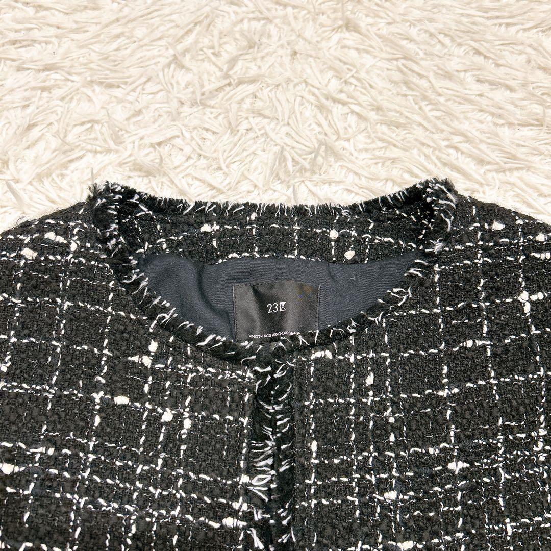2XL 2023年 23区 ノーカラージャケット ツイード GIOLICA 生地