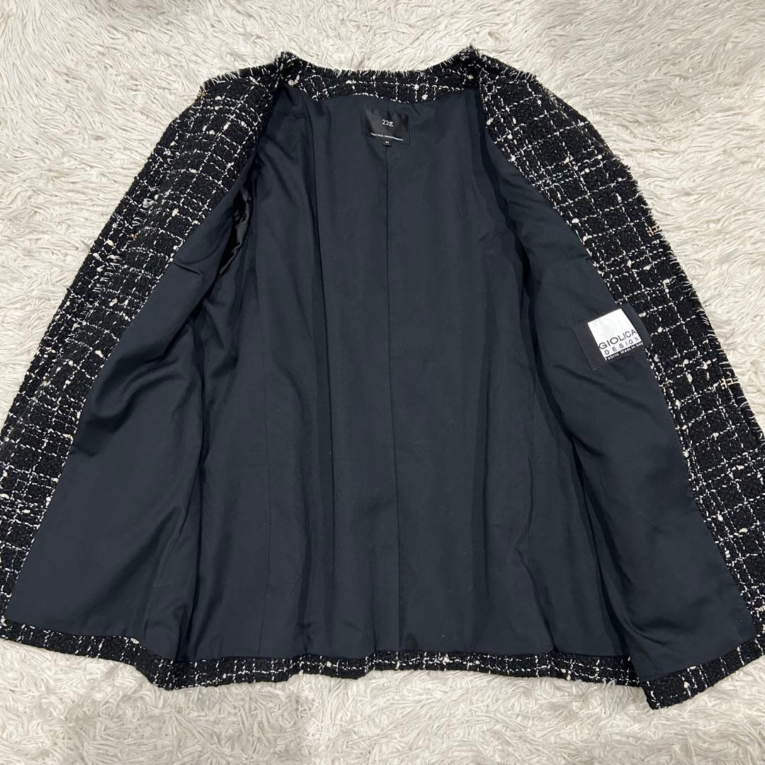 2XL 2023年 23区 ノーカラージャケット ツイード GIOLICA 生地