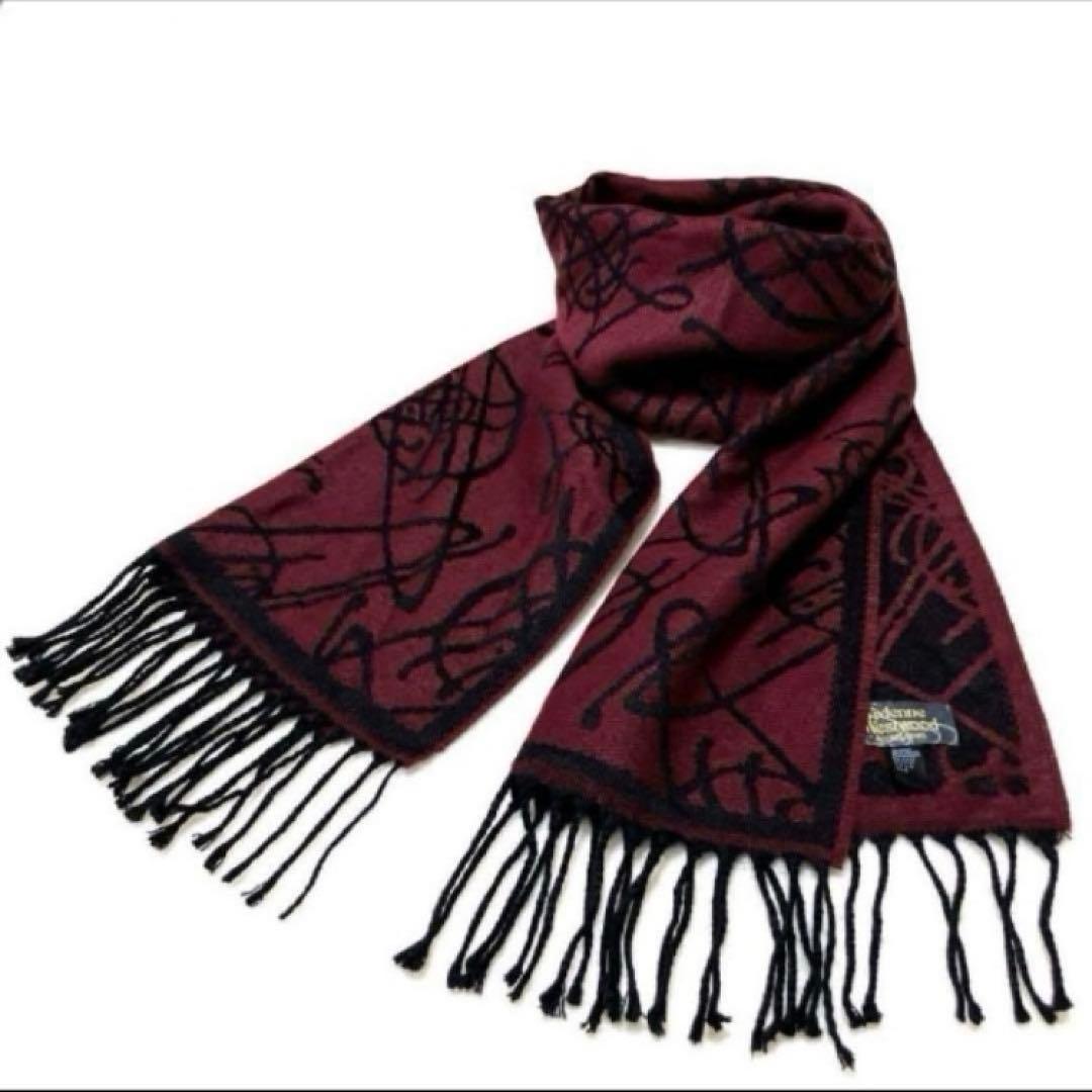 ビビアンウェストウッド　リバーシブル　マフラー　オーブ　ユニセックス　赤　黒