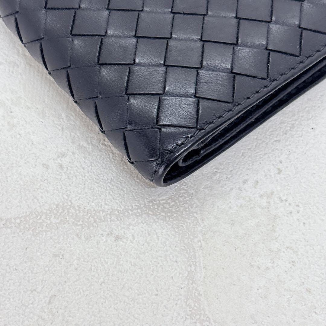 人気✨ボッテガヴェネタ 二つ折り 折財布 イントレチャート レザー ブラック