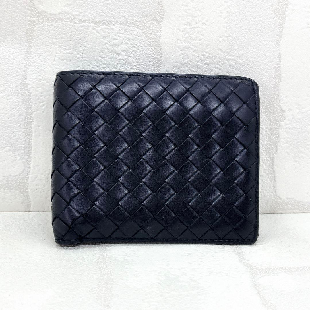 人気✨ボッテガヴェネタ 二つ折り 折財布 イントレチャート レザー ブラック