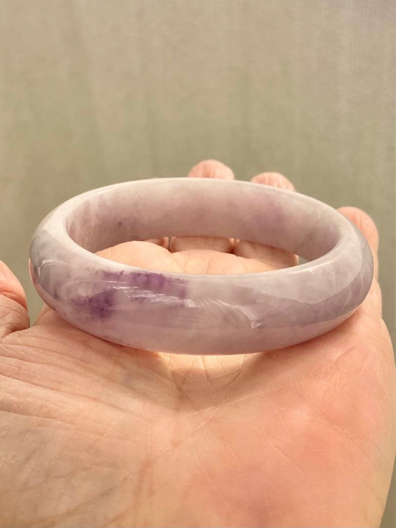 翡翠　ジェイド　バングル　ラベンダー　内径約58.5