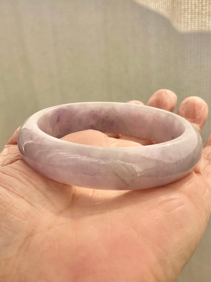 翡翠　ジェイド　バングル　ラベンダー　内径約58.5