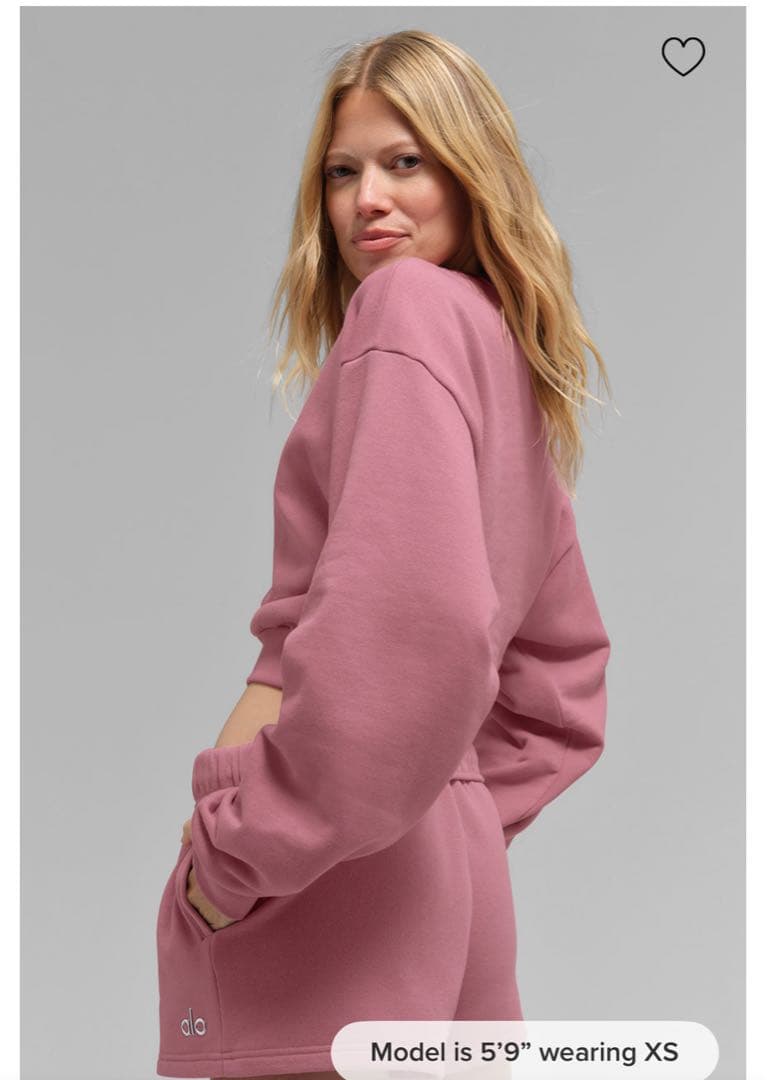 alo yogaピンク クロップドスウェット S