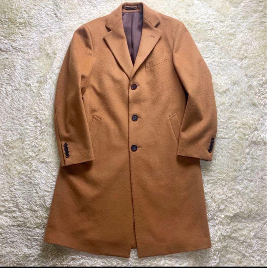 LARDINI ウールフランネルソリッド チェスターコート 48