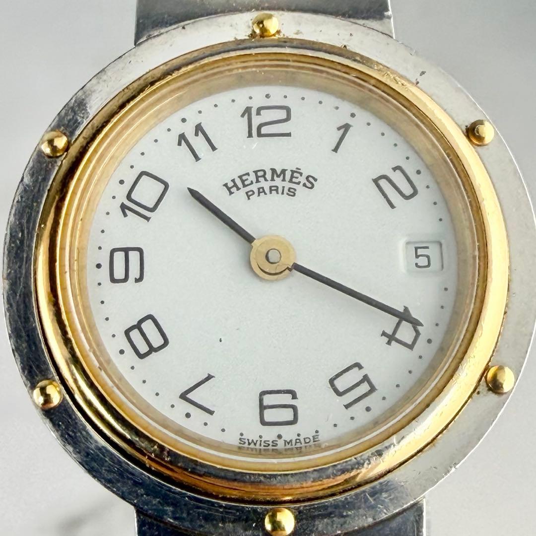 エルメス クリッパー コンビ デイト Hベルト ホワイト レディース 不動