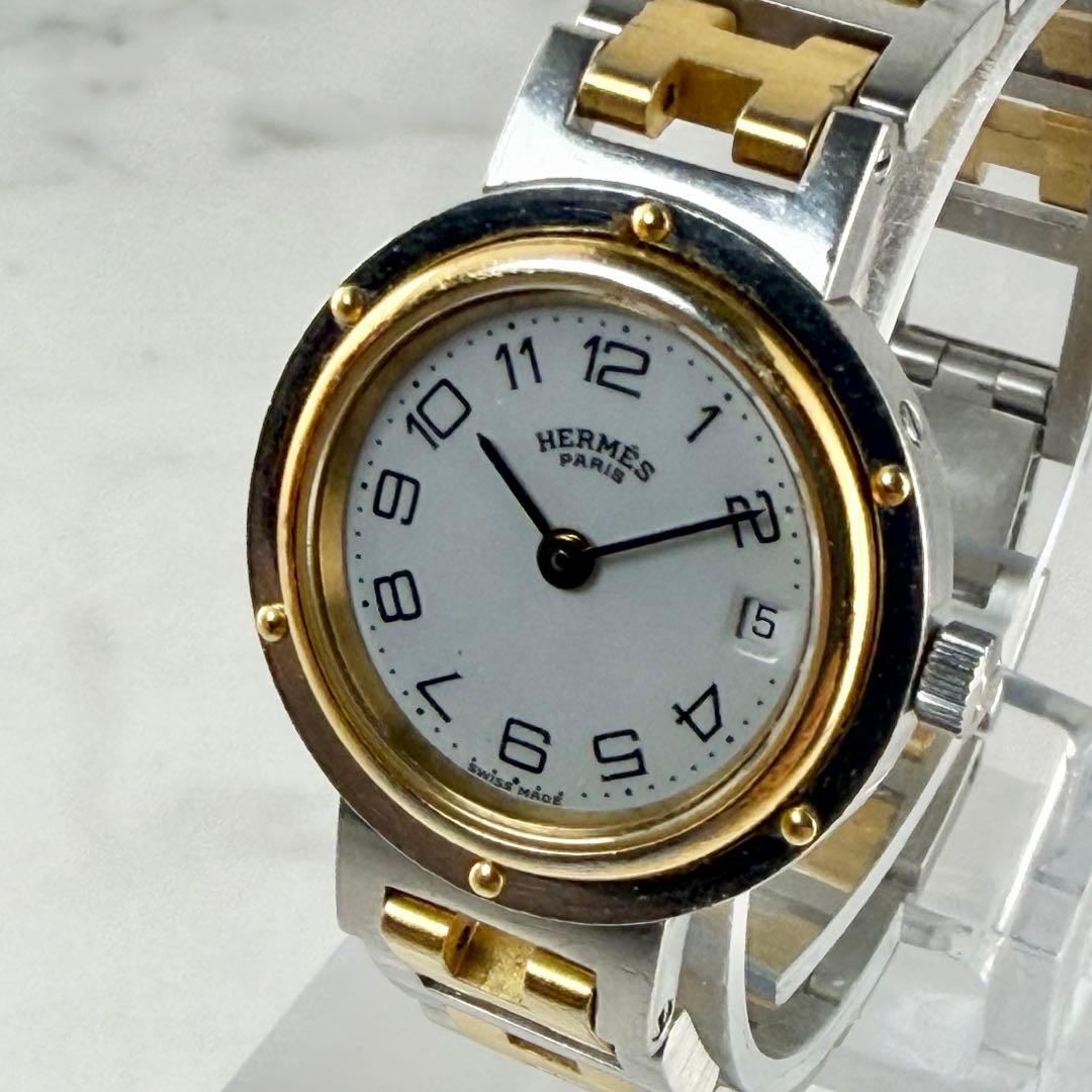 エルメス クリッパー コンビ デイト Hベルト ホワイト レディース 不動