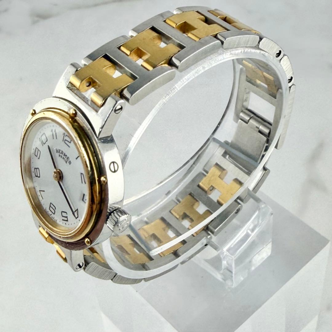 エルメス クリッパー コンビ デイト Hベルト ホワイト レディース 不動