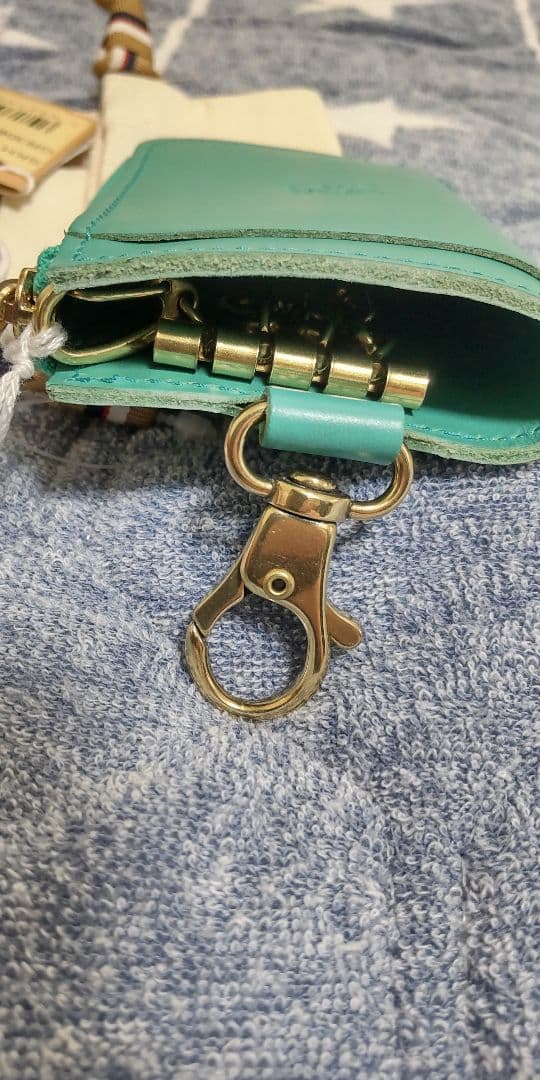 IL BISONTE ペパーミントグリーン レザーキーケース