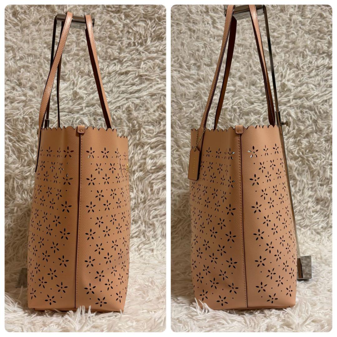 ✨付属品付/ラメ加工✨コーチ トートバッグ シティ カットワーク 花柄 大容量