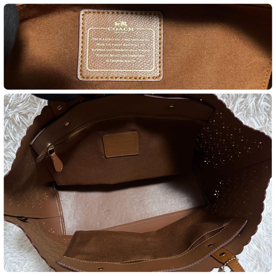 ✨付属品付/ラメ加工✨コーチ トートバッグ シティ カットワーク 花柄 大容量