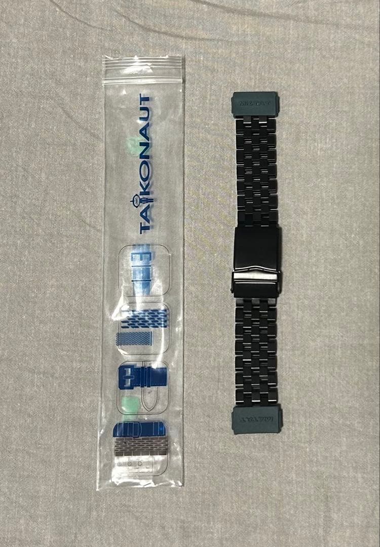 タイコーノート 21.5mm メタル時計バンド DLCブラック Vクラスプ