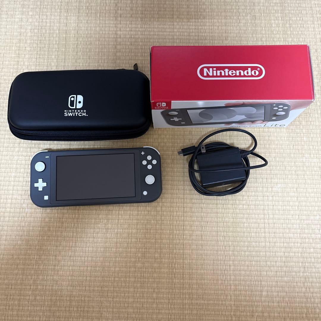 nintendo switch Lite グレー　ケース、外箱、保護フィルム付き