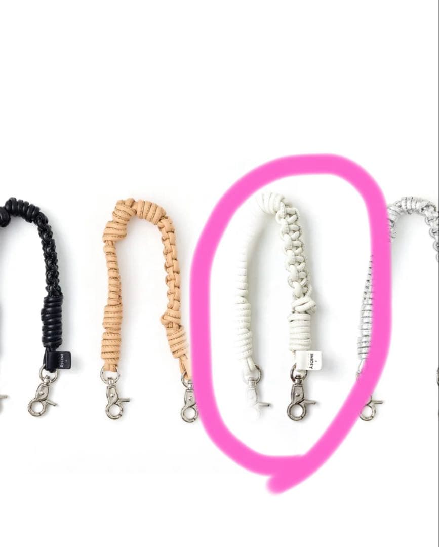 【新品】Design paracord strap-leather-WHITE