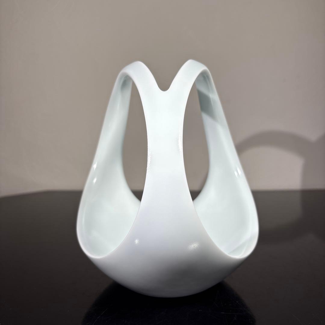 真作　人間国宝　前田昭博　白瓷手付鉢