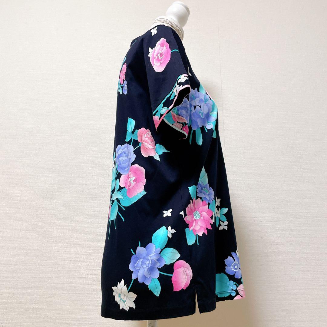 レオナール　ポロカットソー　近年モデル　襟付き　サイドスリット　黒　日本製　XL