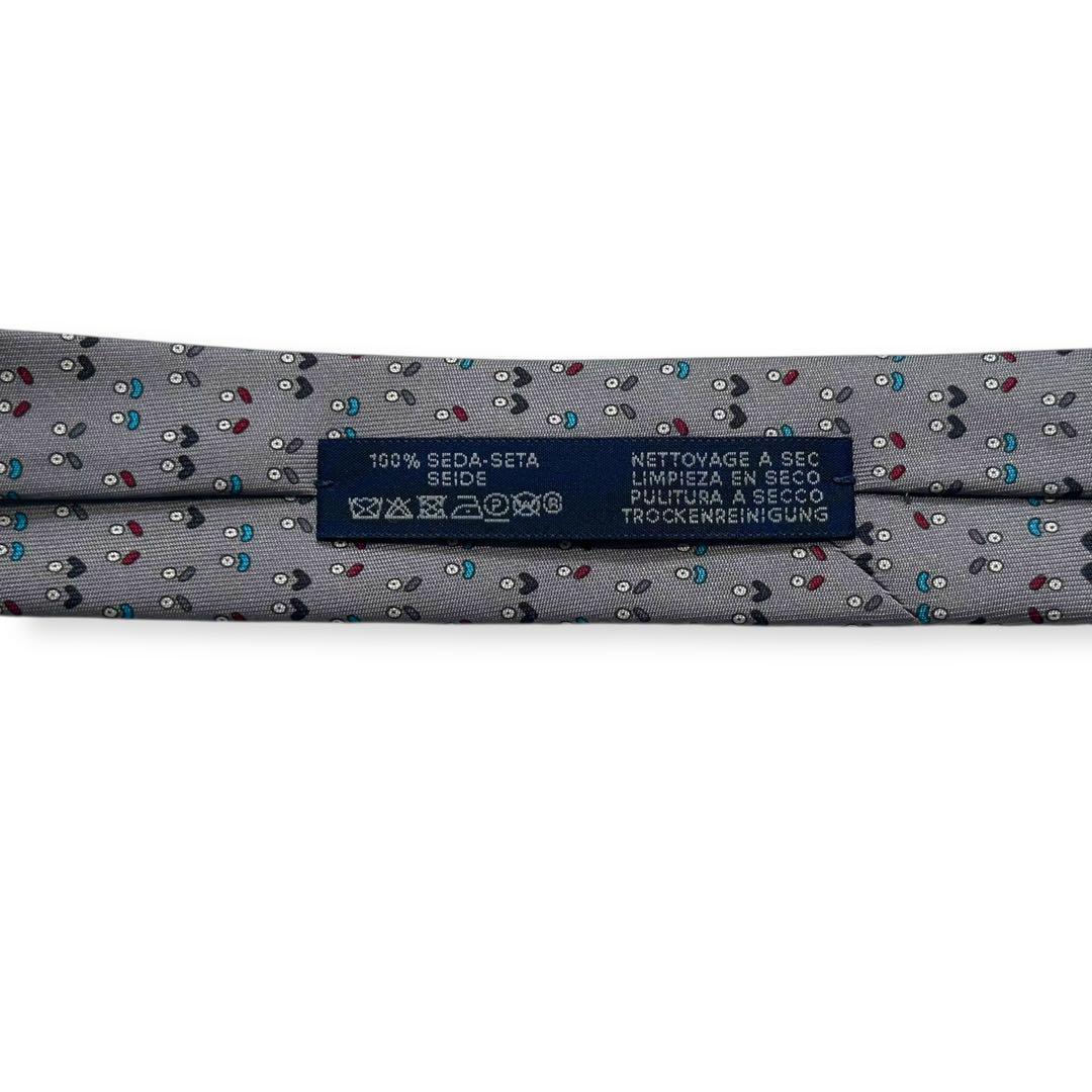 極美品✨HERMES ネクタイ　エルメス　顔　フェイス　可愛い　ポップ　グレー