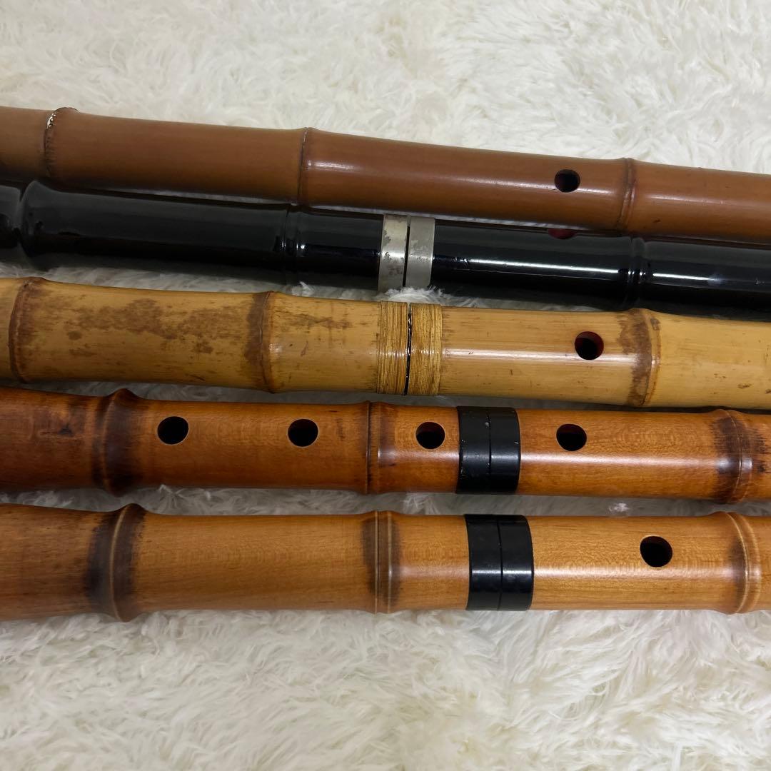 【 尺八 / 和楽器 】 笛 音楽 木製 工芸品　5本セット