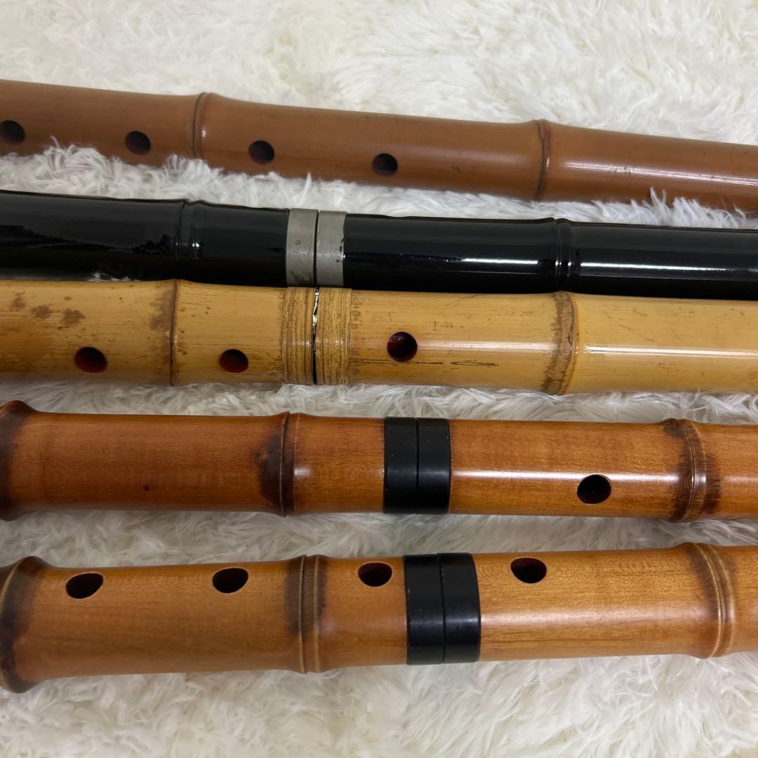 【 尺八 / 和楽器 】 笛 音楽 木製 工芸品　5本セット