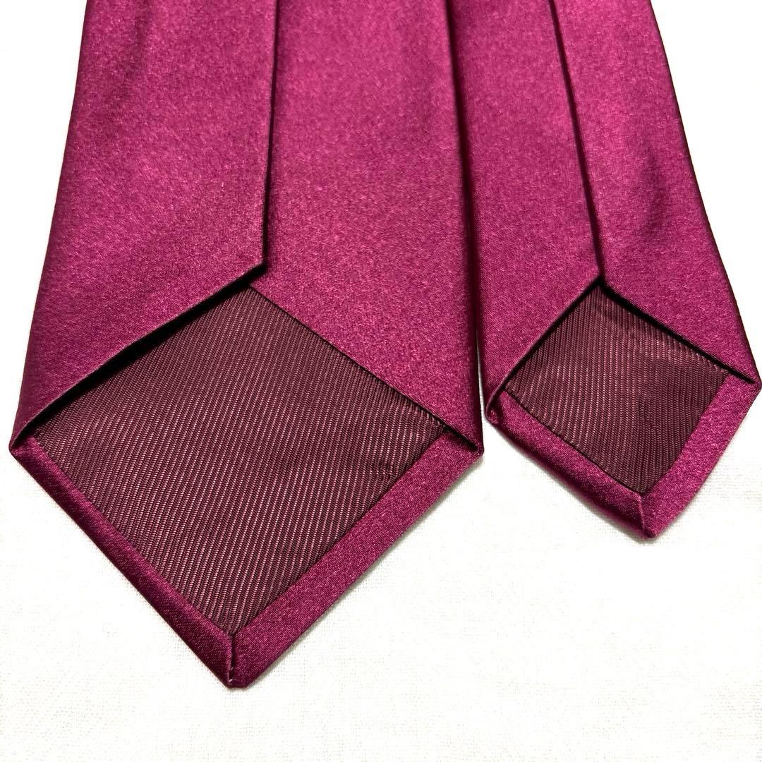 ルイジボレッリ　ネクタイ　無地ソリッド　ワインレッド　シルクサテン　美品