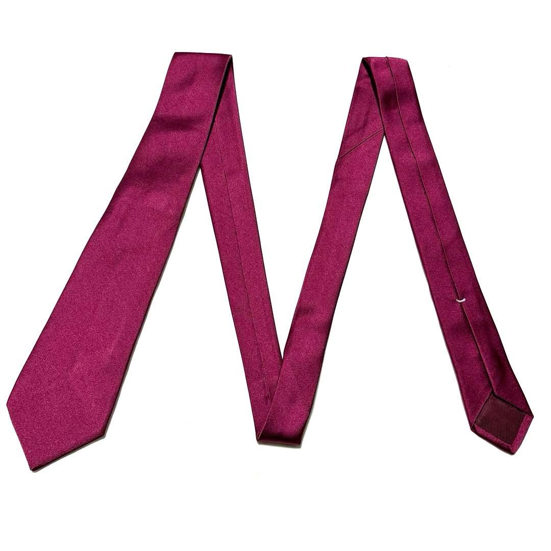 ルイジボレッリ　ネクタイ　無地ソリッド　ワインレッド　シルクサテン　美品