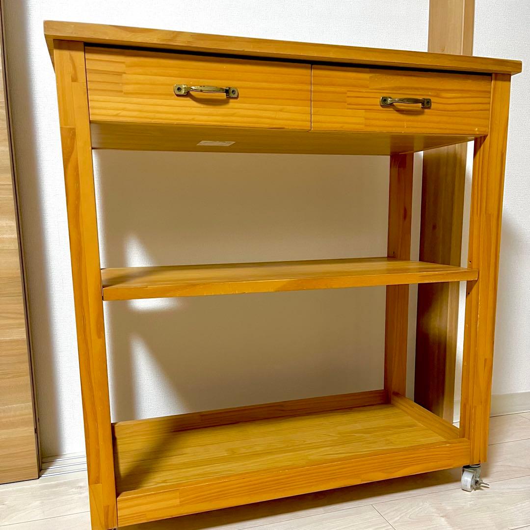 MOMO NATURAL モモナチュラル ウッドワゴンキッチンカウンター