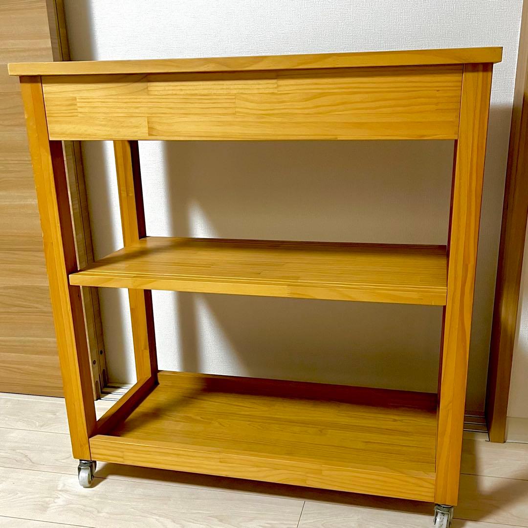 MOMO NATURAL モモナチュラル ウッドワゴンキッチンカウンター