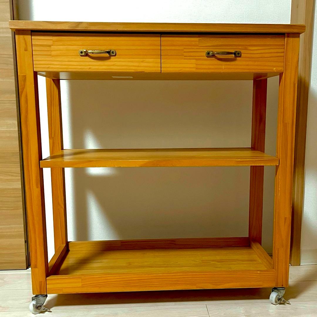 MOMO NATURAL モモナチュラル ウッドワゴンキッチンカウンター