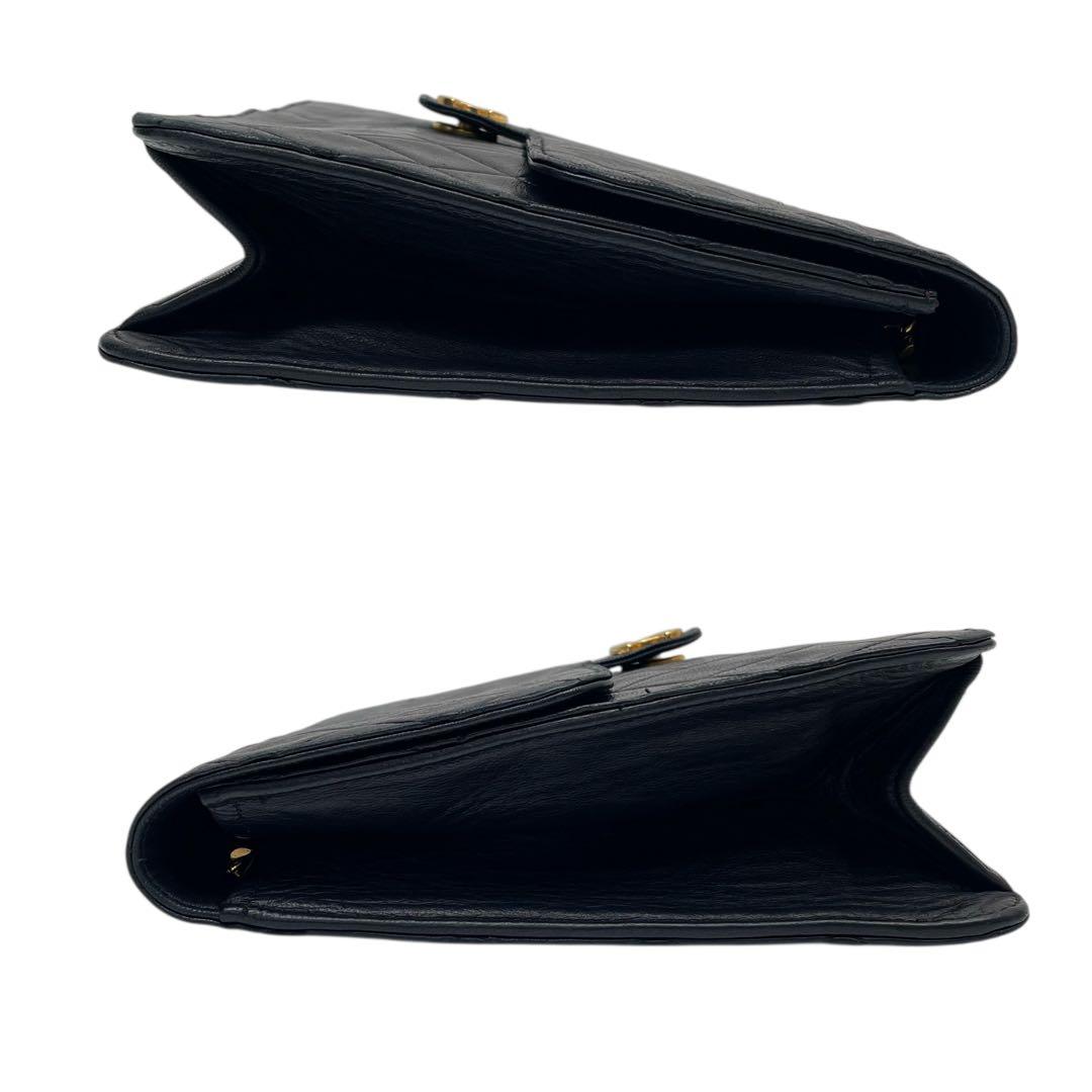 シャネル マトラッセ ラムスキン ココマーク チェーン ショルダー バッグ 黒