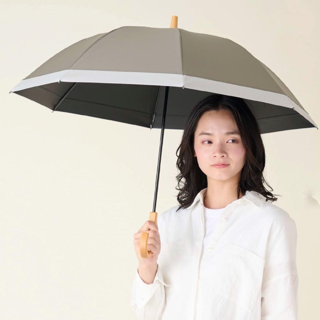 ❤️人気の新色　サンバリア100 S 長傘モスグレー×白 晴雨兼用日傘